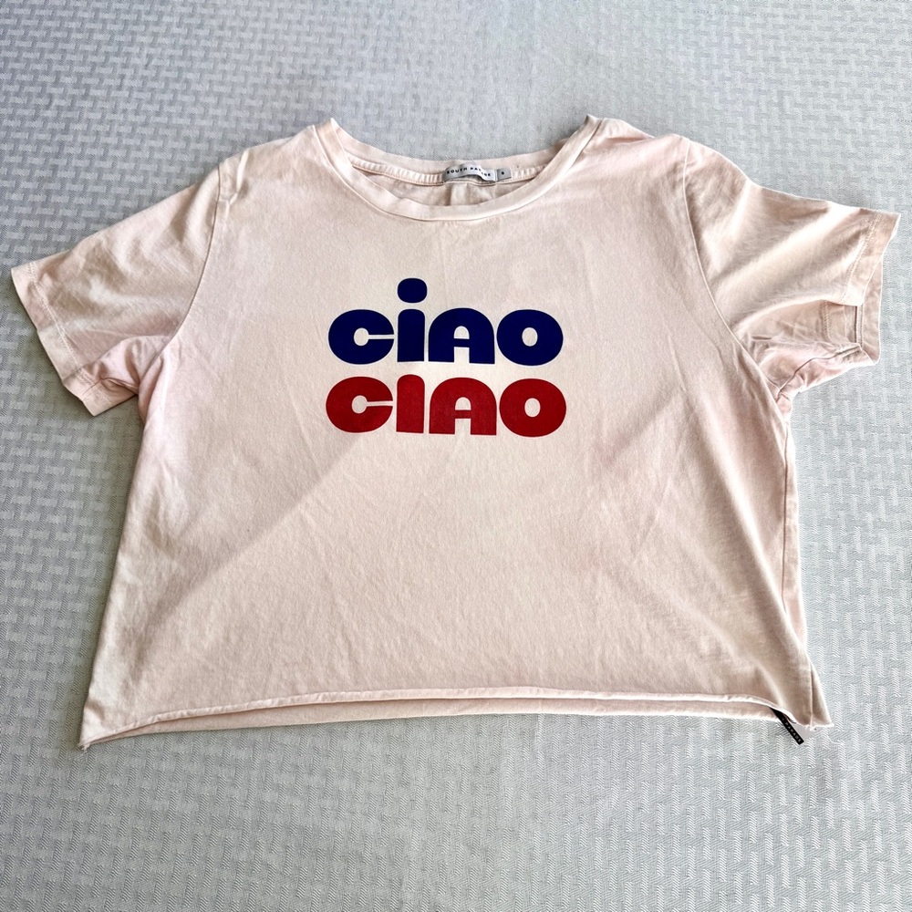 South Parade Ciao Ciao Graphic‎ Crop Tee Womens Small Italian Slogan Shirt